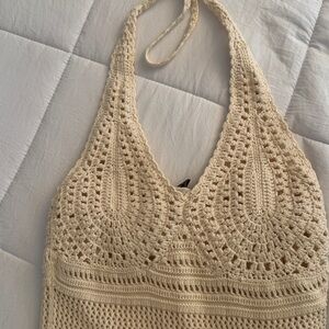 Moda International Cream Crochet Maxi Dress